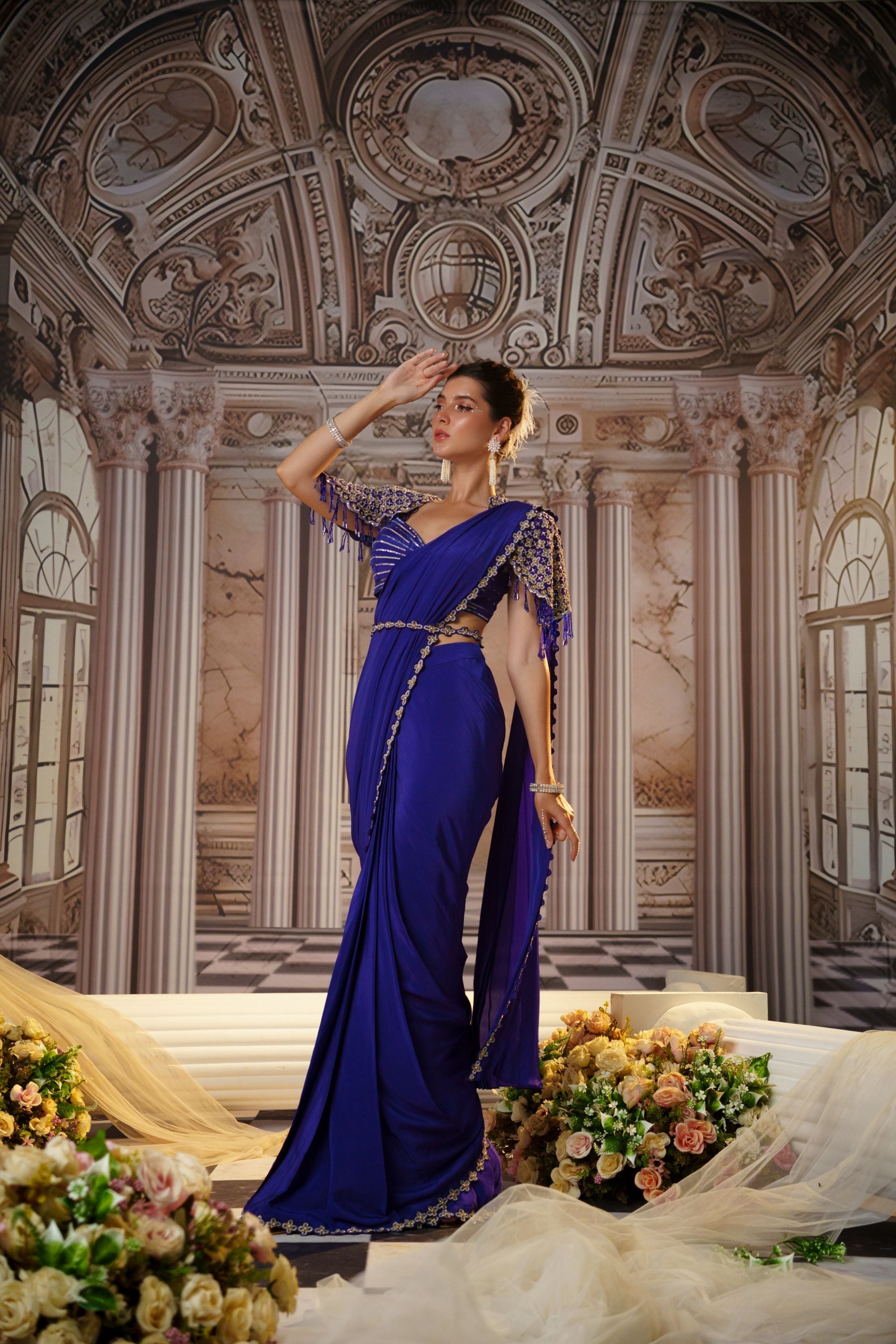 EXQUISITE PURPLE SAREE SET