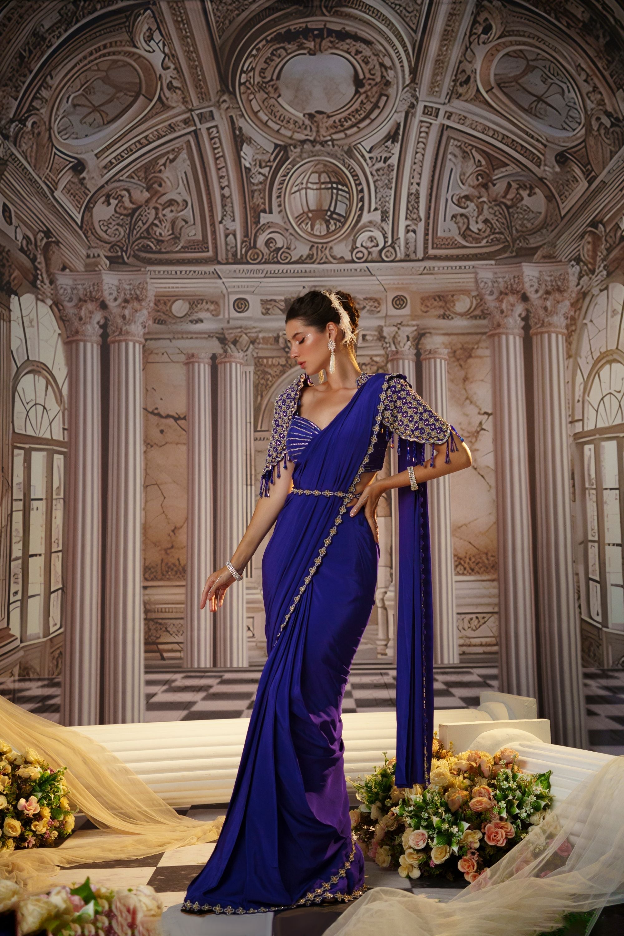 EXQUISITE PURPLE SAREE SET