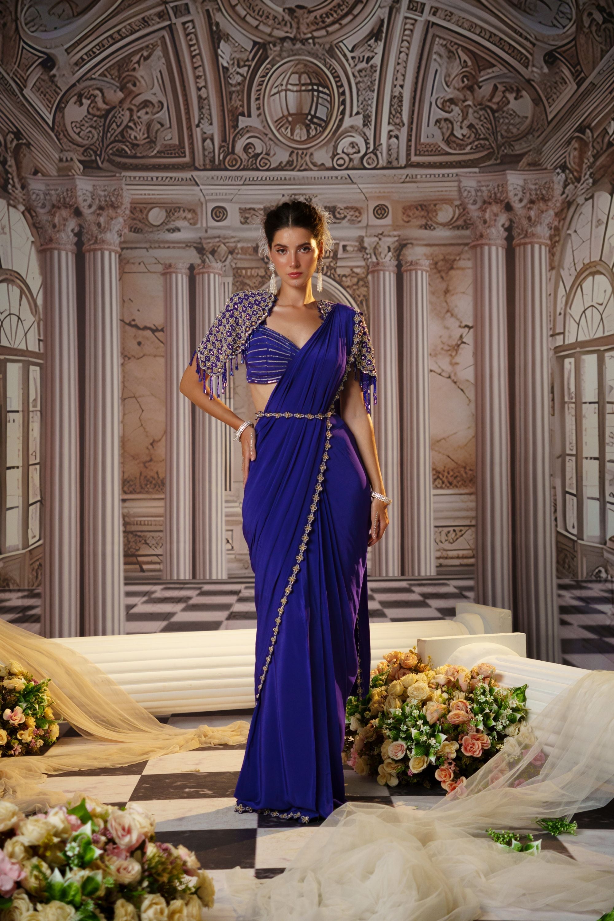 EXQUISITE PURPLE SAREE SET