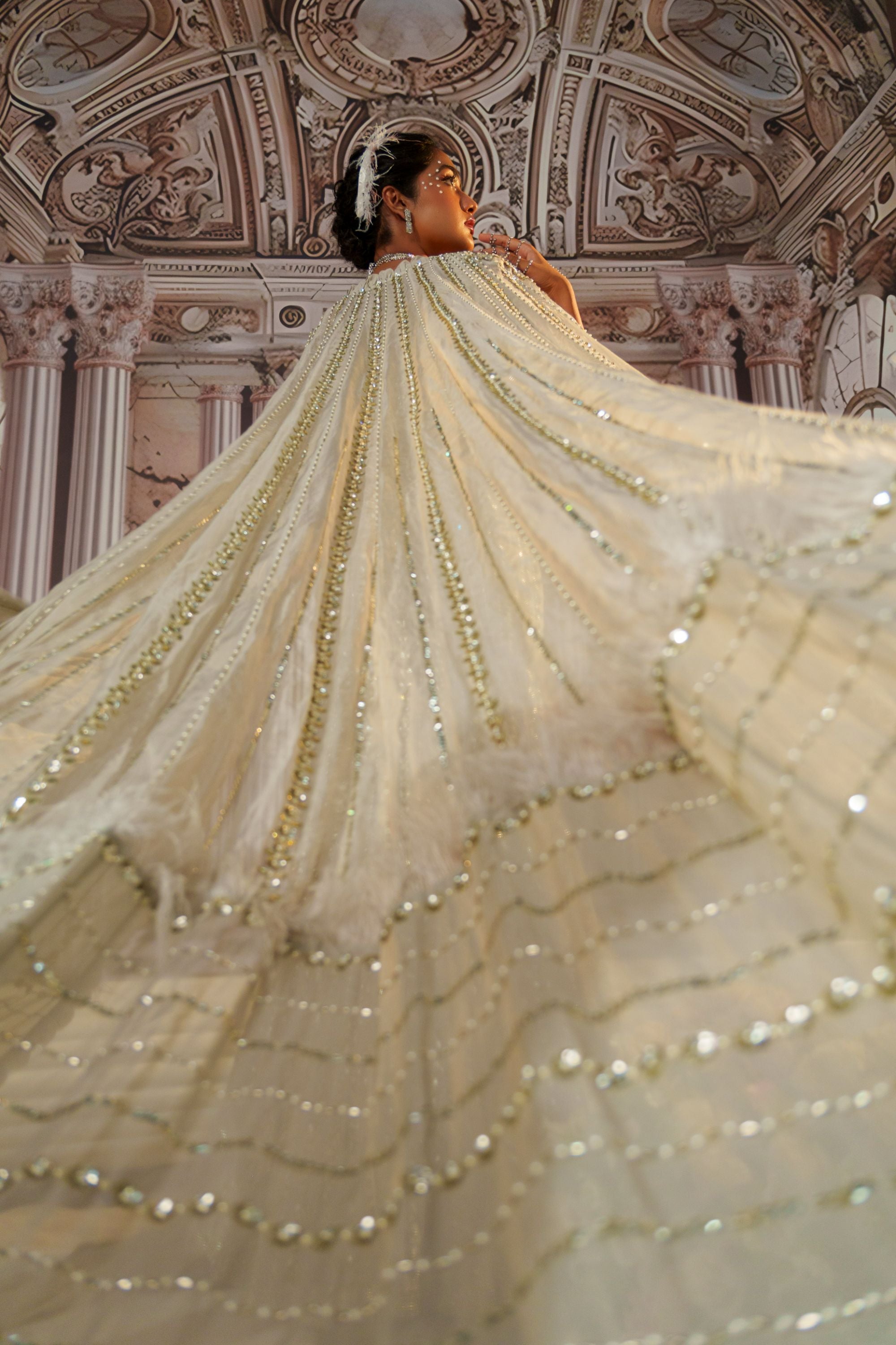 CELESTIAL SILVER LEHENGA SET