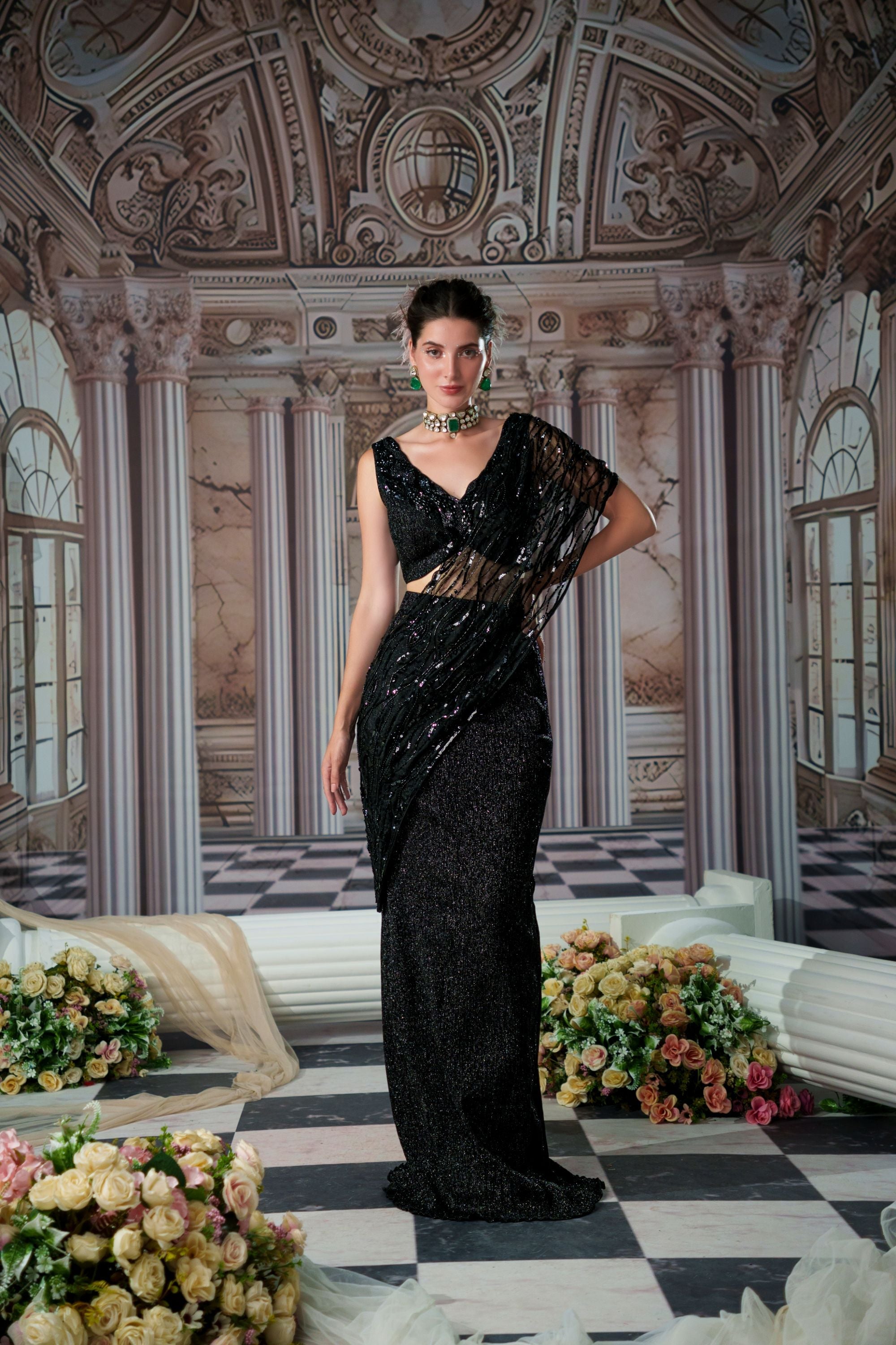 BELLE BLACK SAREE SET