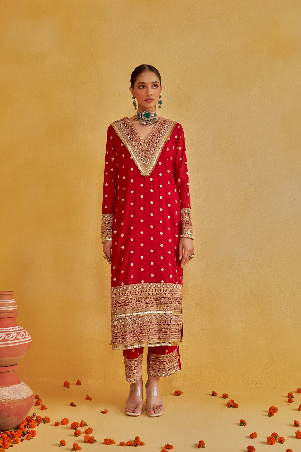 SHUBH SHREE LAL KURTA SET