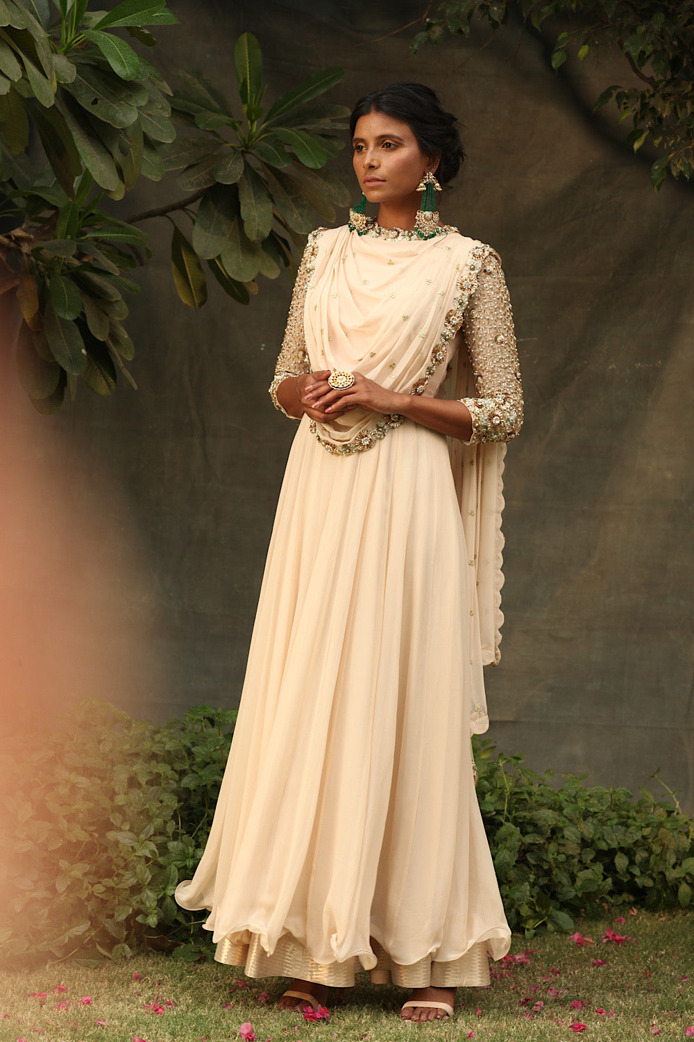 Beiges peach kamadhenu  Anarkali Set