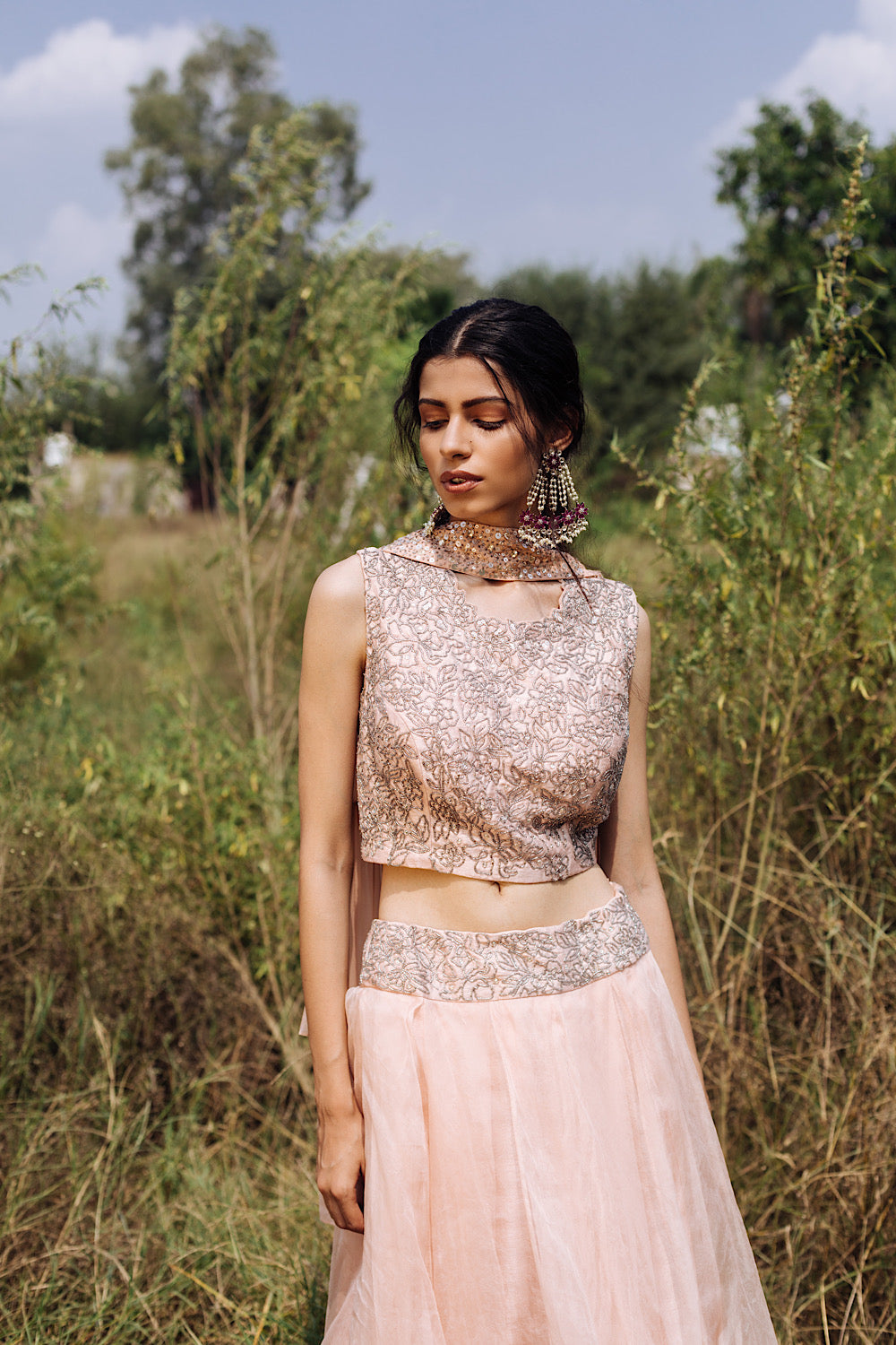 Multilayered Drape Pink Bahar Lehenga Set | Nidhika Shekhar