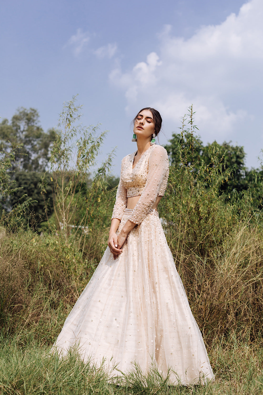 Buy Designer Beigish Peach Lehenga Sets | Nidhika Shekhar