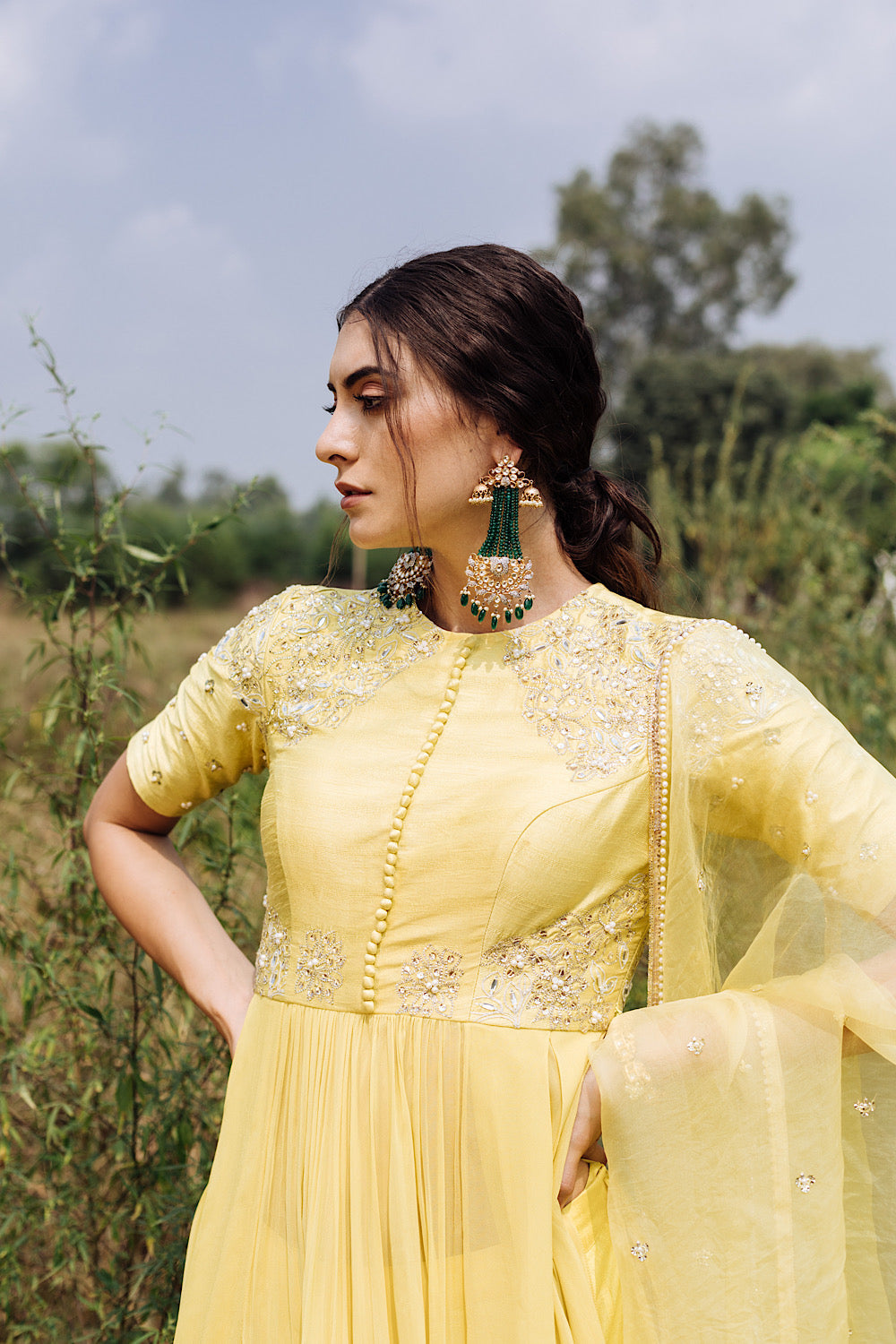 Buy Women's Yellow Drape Kurta Lehenga Set | Nidhika Shekhar