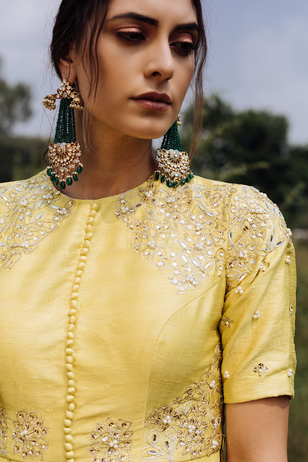 Buy Women's Yellow Drape Kurta Lehenga Set | Nidhika Shekhar