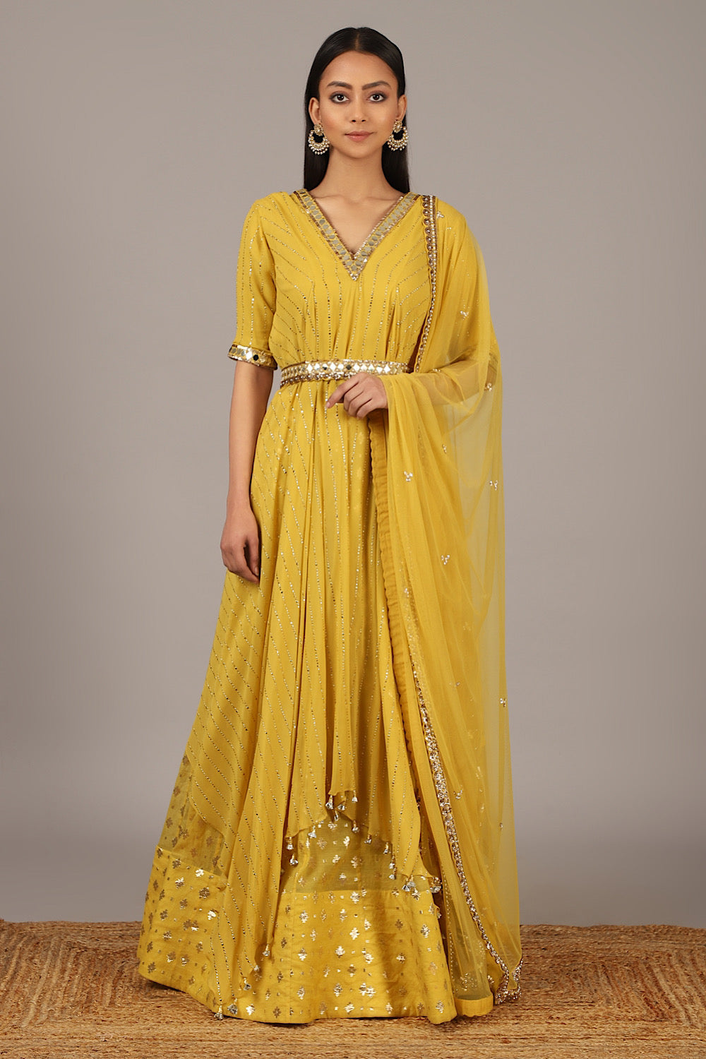 Buy Designer Yellow Drape Lehenga Set | Nidhika Shekhar