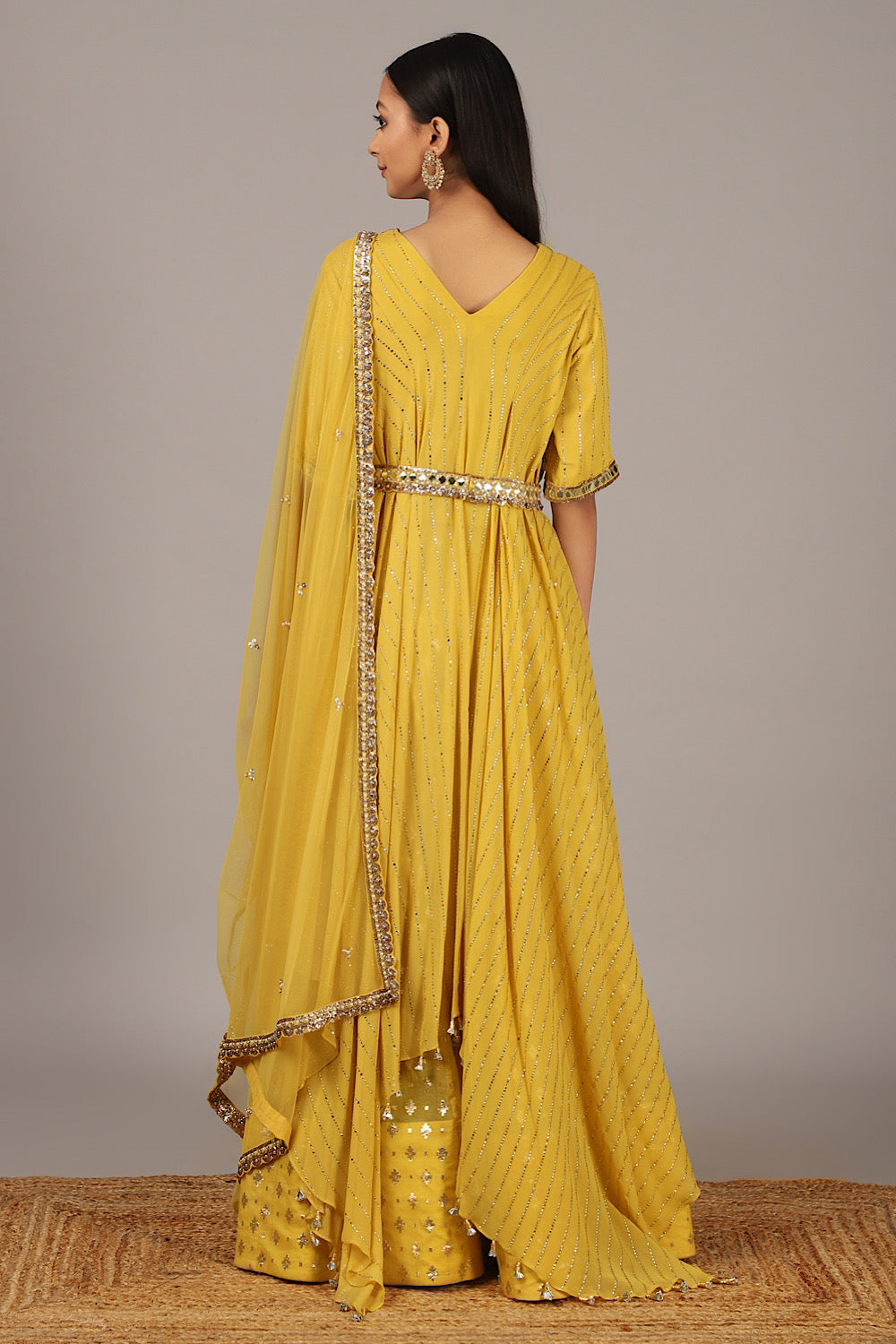 Buy Designer Yellow Drape Lehenga Set | Nidhika Shekhar