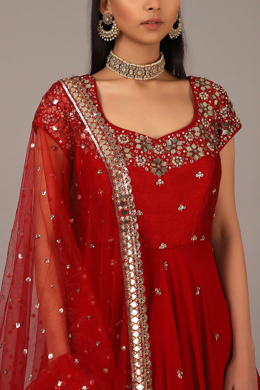 Buy Red Double Layer Drape Lehenga Set | Nidhika Shekhar