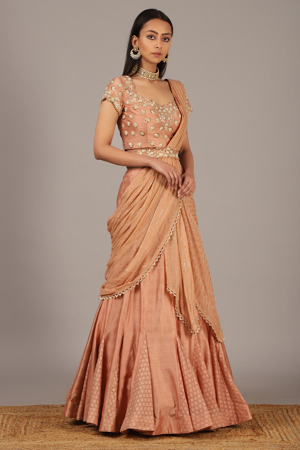 Buy Women's Cedar Drape Lehenga Choli Set | Nidhika Shekhar