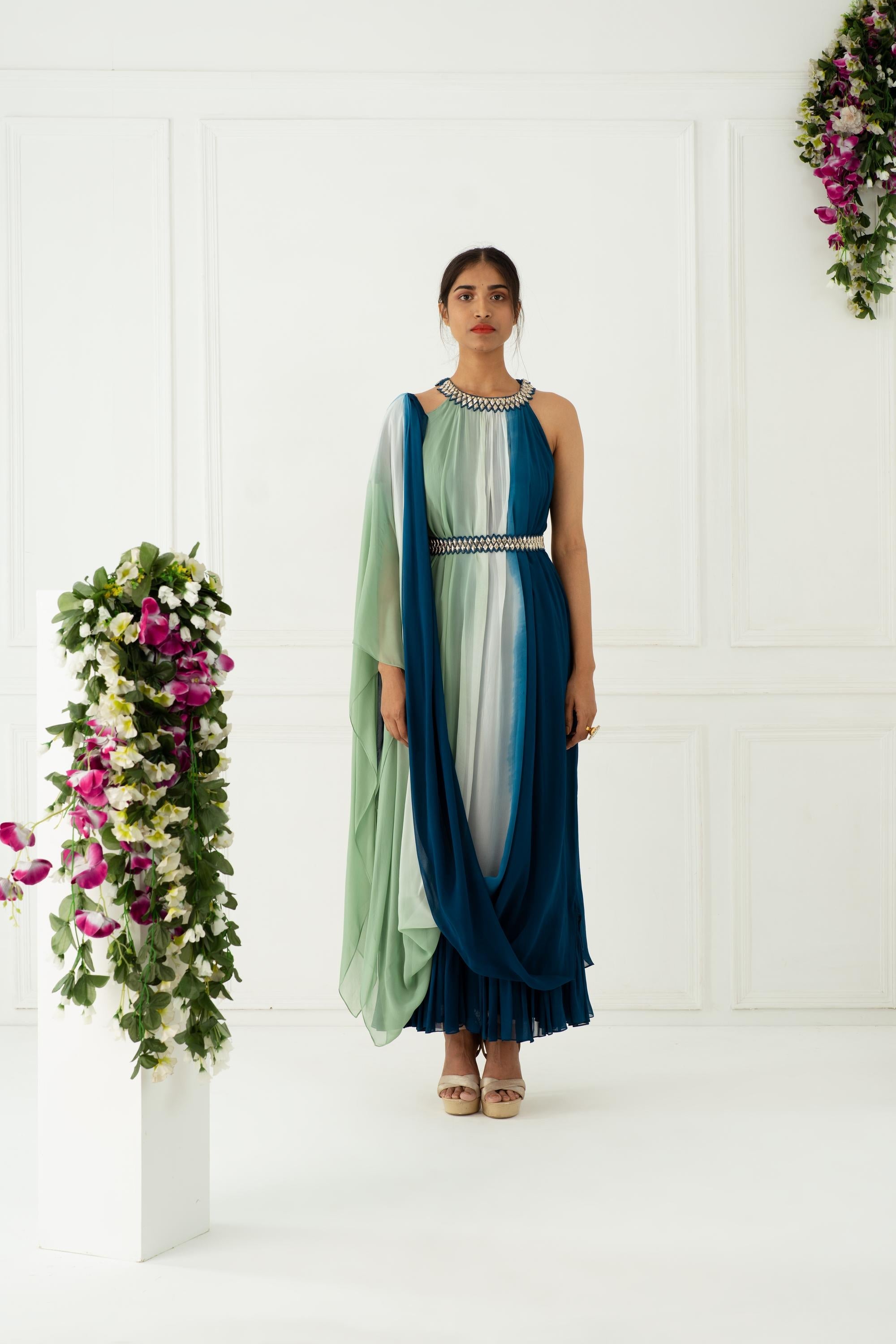 Women's Designer Ombre Drape Kurta Dress | Nidhika Shekhar