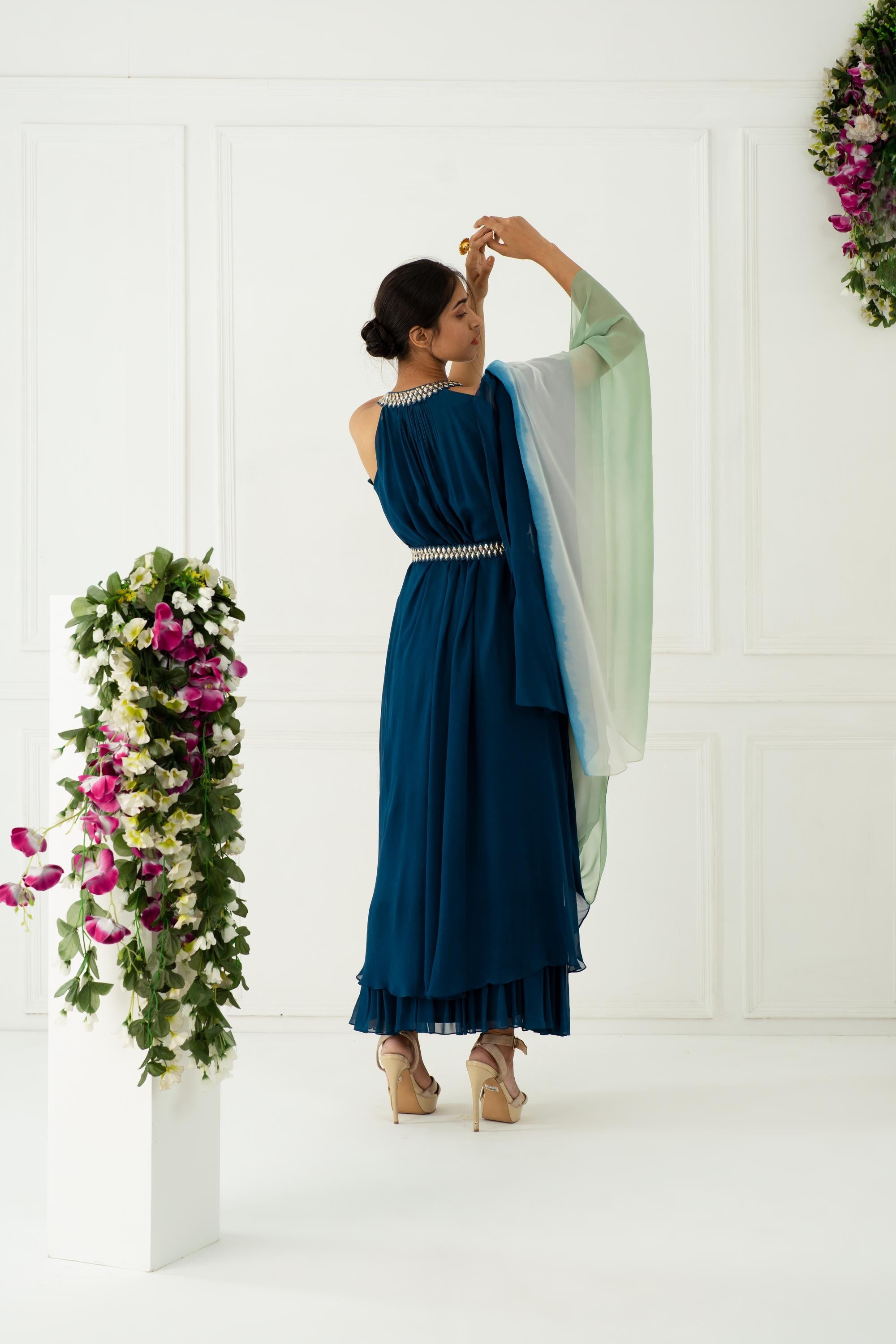 Women's Designer Ombre Drape Kurta Dress | Nidhika Shekhar