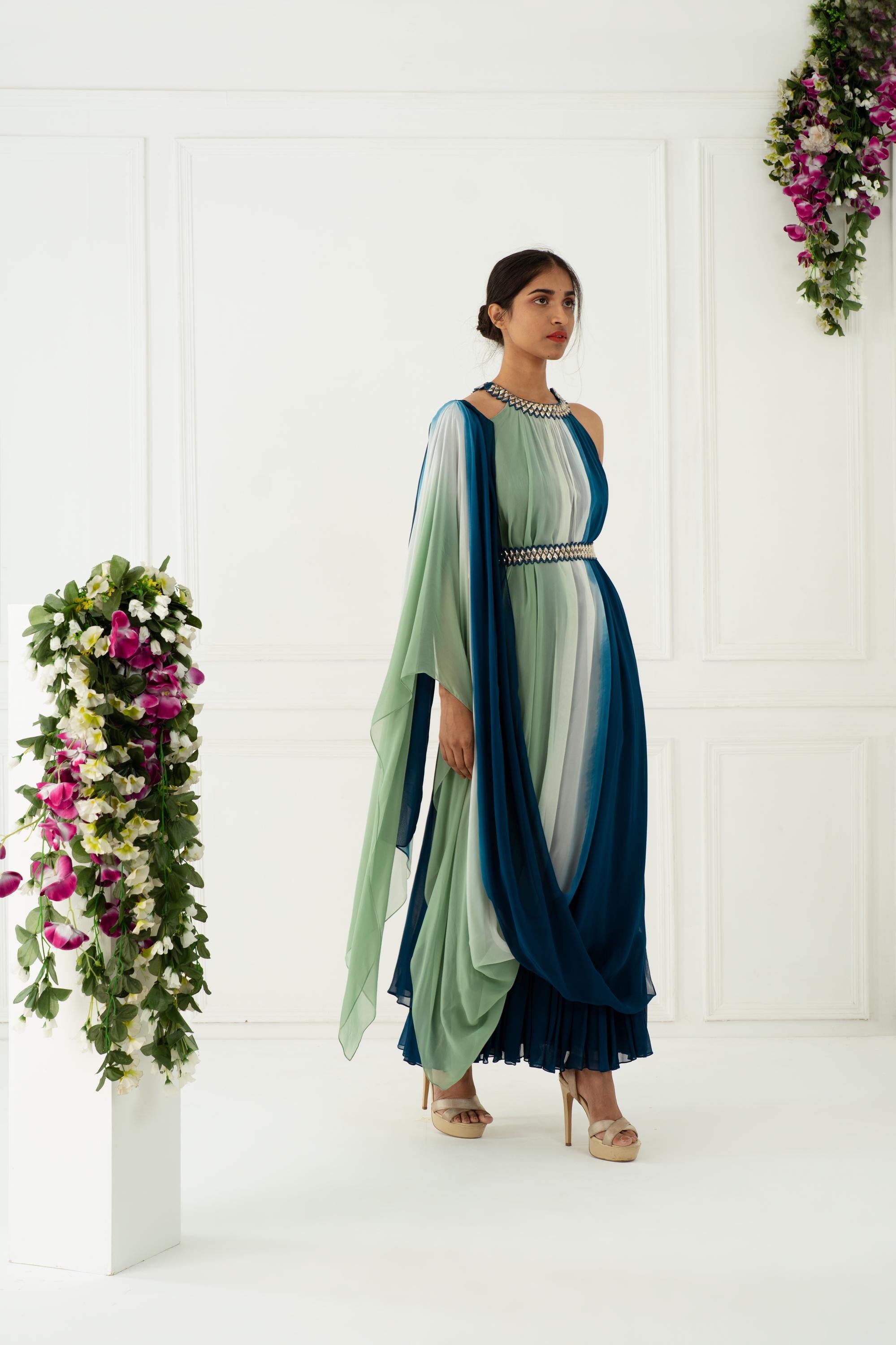 Women's Designer Ombre Drape Kurta Dress | Nidhika Shekhar