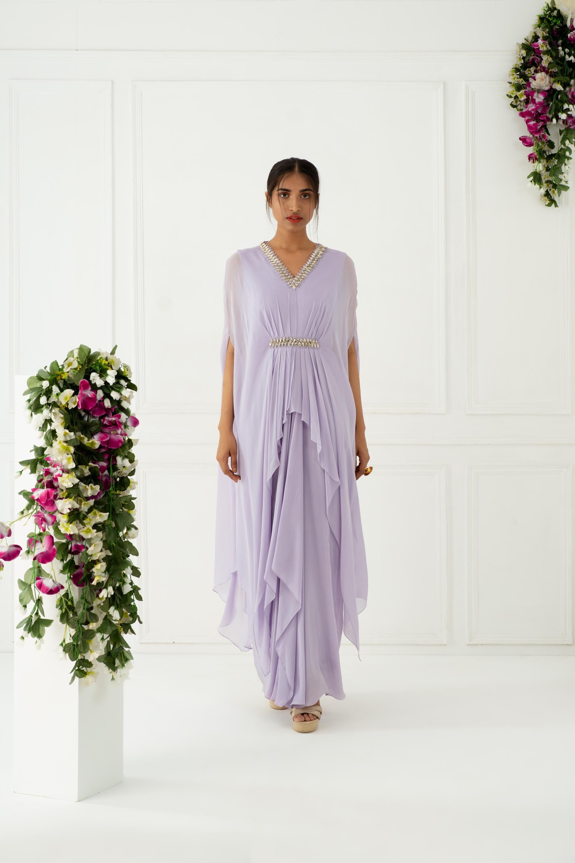 Shop Women's Designer Lilac Drape Gown | Nidhika Shekhar