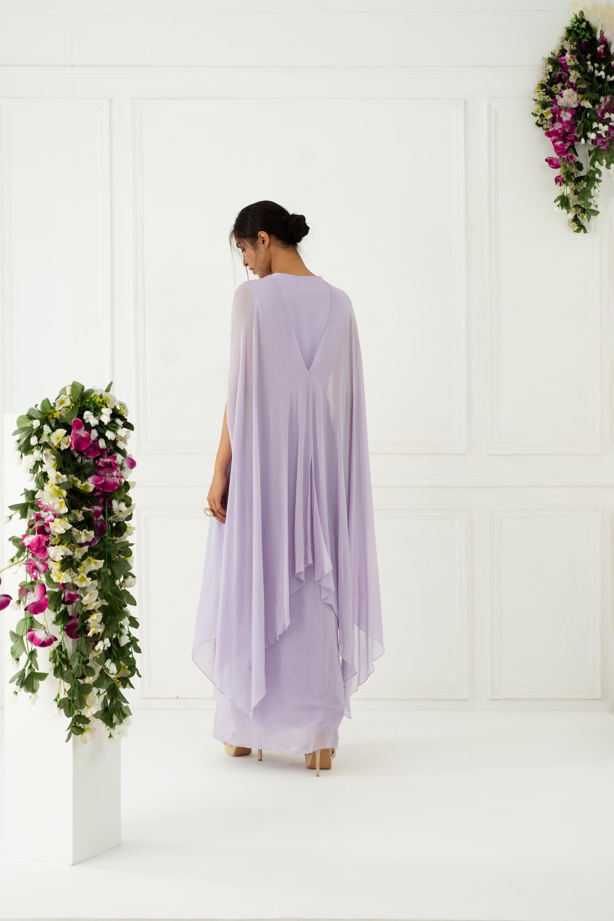 Shop Women's Designer Lilac Drape Gown | Nidhika Shekhar