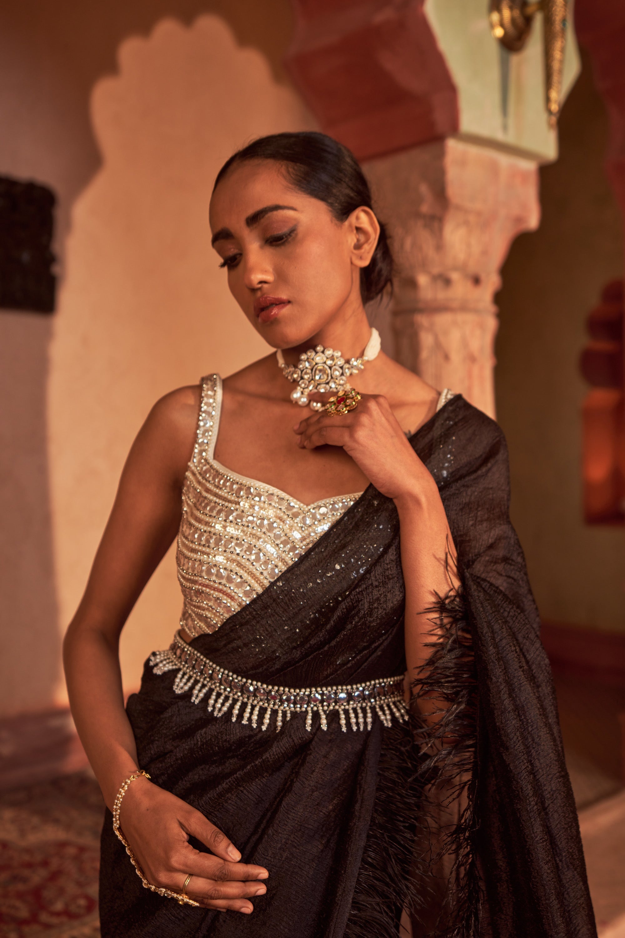 Buy Black Drape - Deccan Tyohaar Saree | Nidhika Shekhar