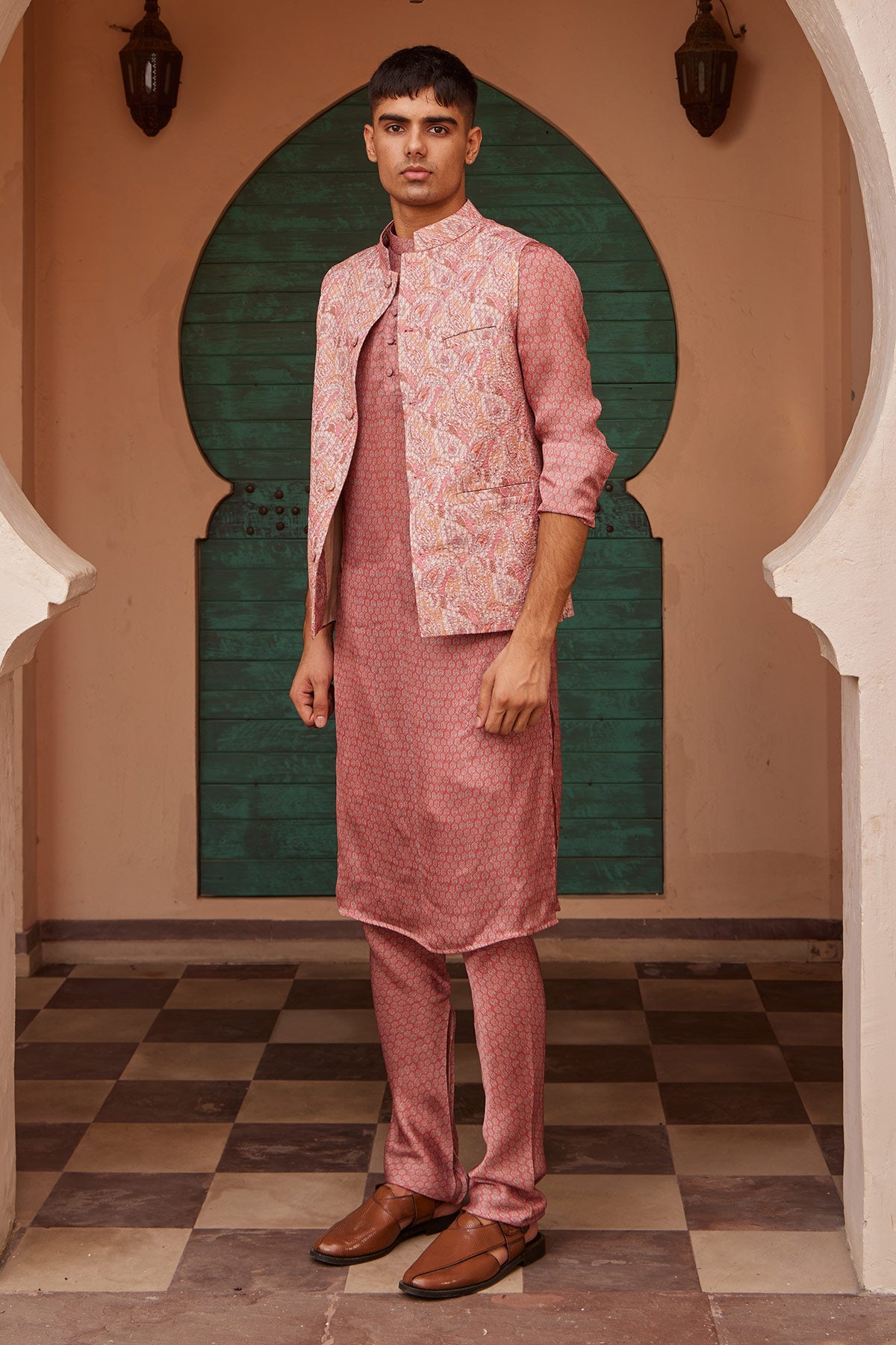 Men's Designer Printed Kurta with Bandi | Nidhika Shekhar