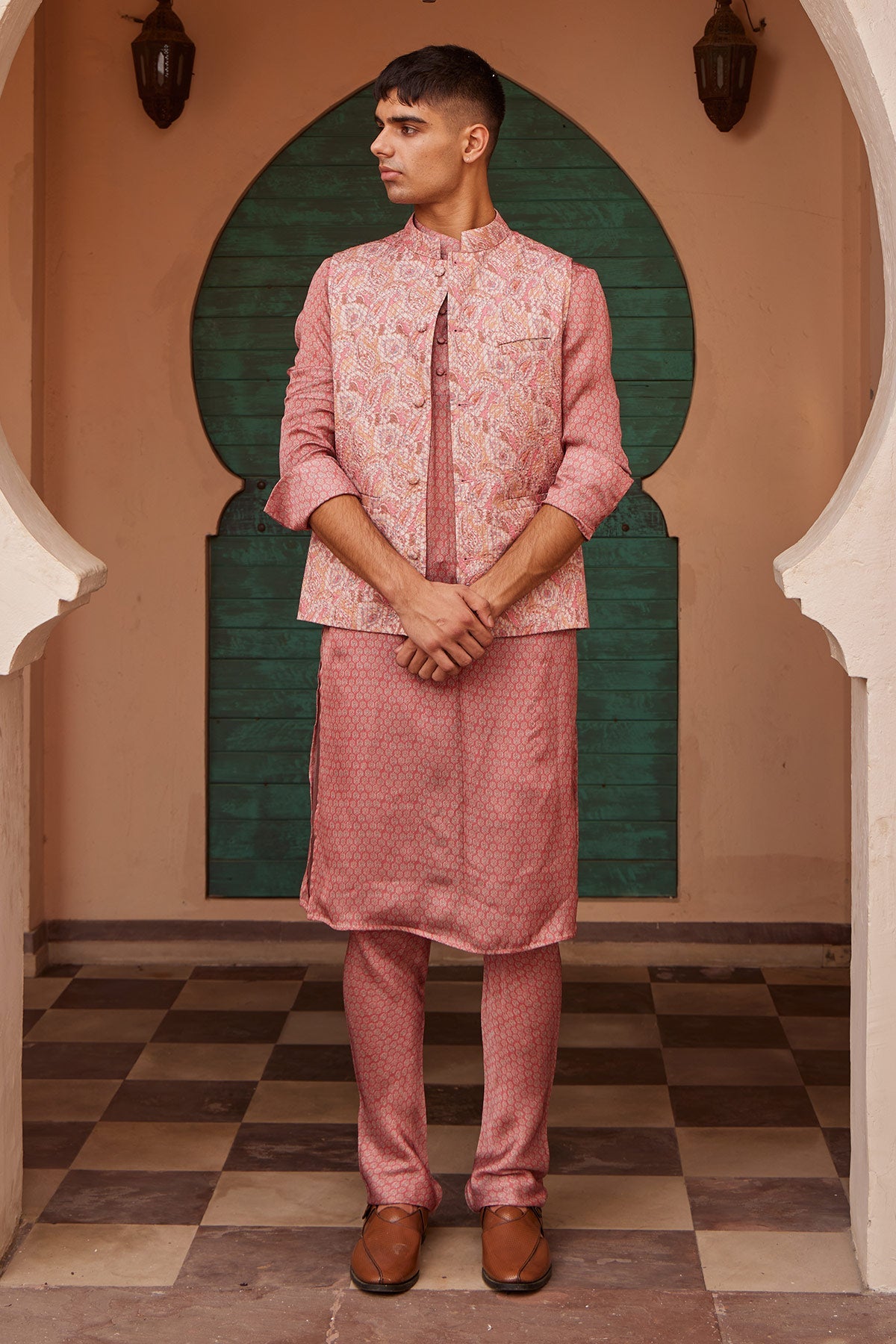 Men's Designer Printed Kurta with Bandi | Nidhika Shekhar