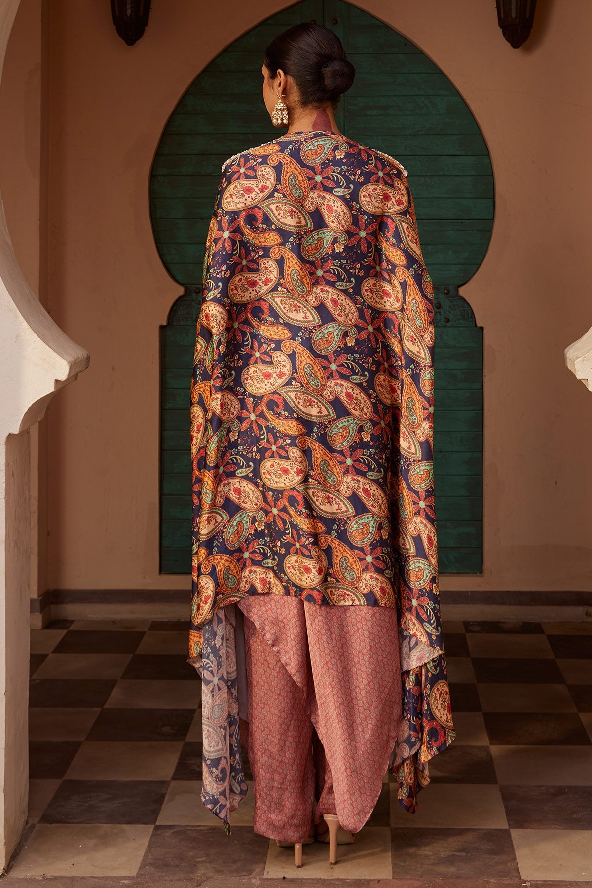 Buy Women's Pink Printed Drape Kurta Set | Nidhika Shekhar