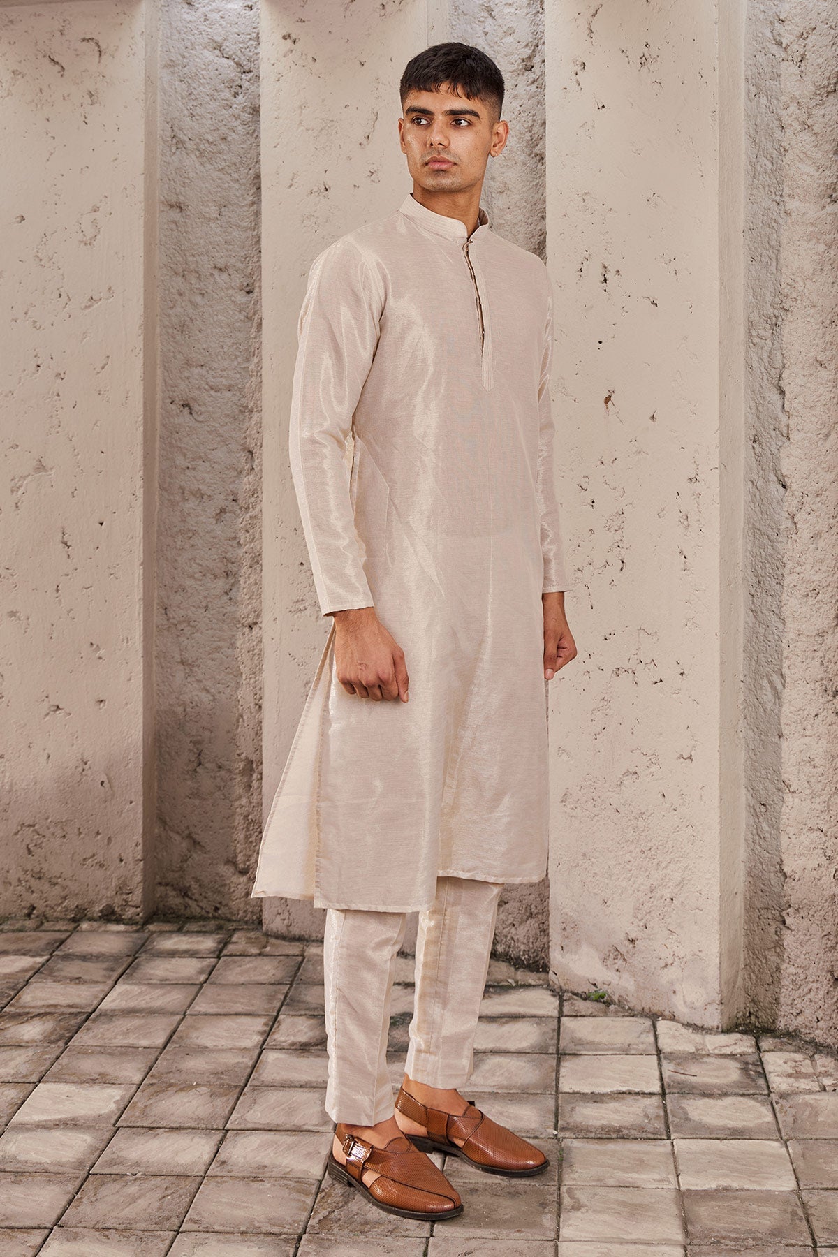 Men's Designer Ivory Kurta-Bandi Set