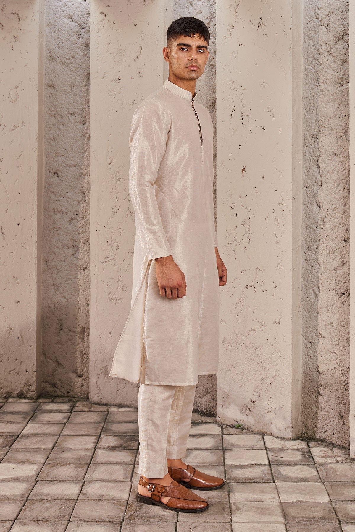 Men's Designer Zari Cotton Kurta Set