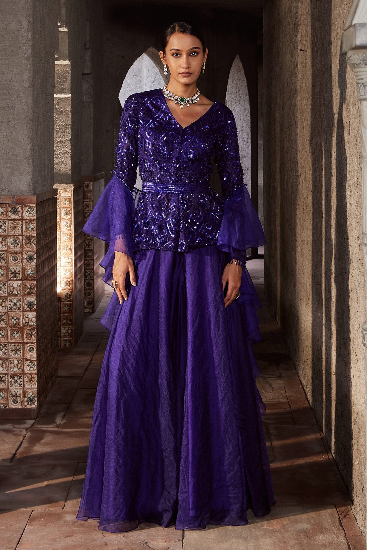 Designer Purple Jamuni Jalsaa Sharara Set