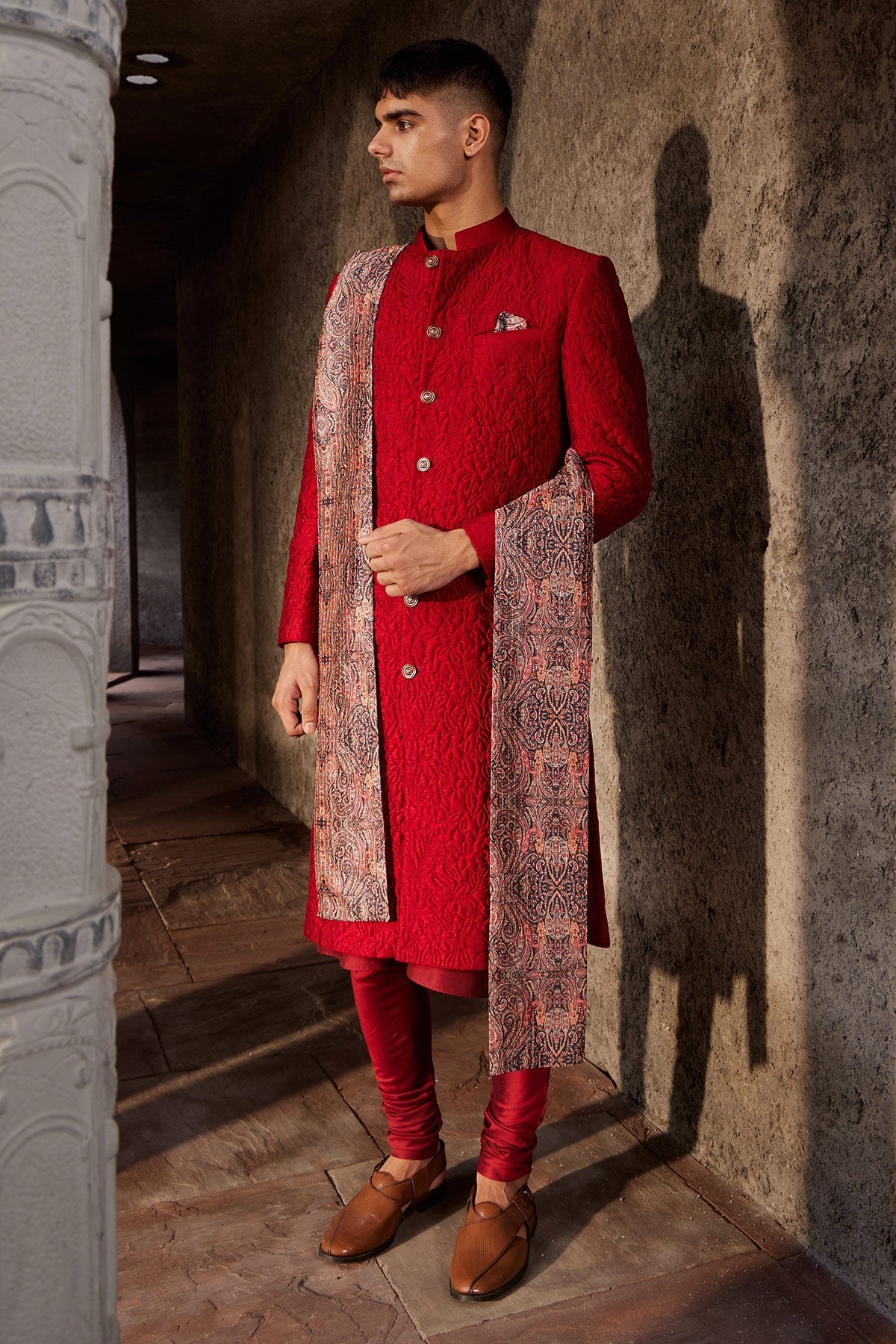 Marroon Sherwani