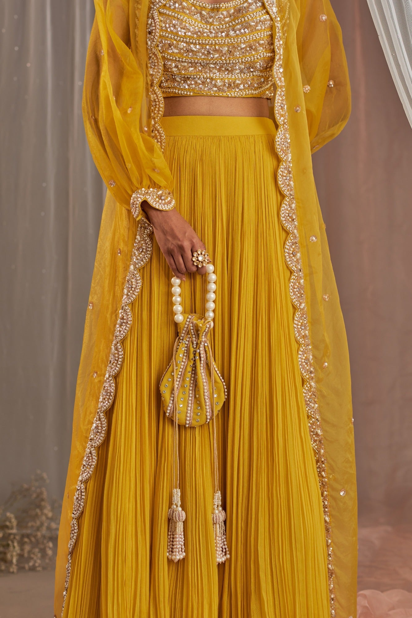 Women's Designer Yellow Lehenga Set