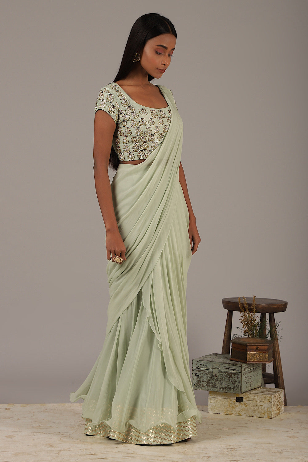 Green Lehenga Embroidery Sequins Work Lehenga choli Set Sari Saree  LehengaDress | eBay