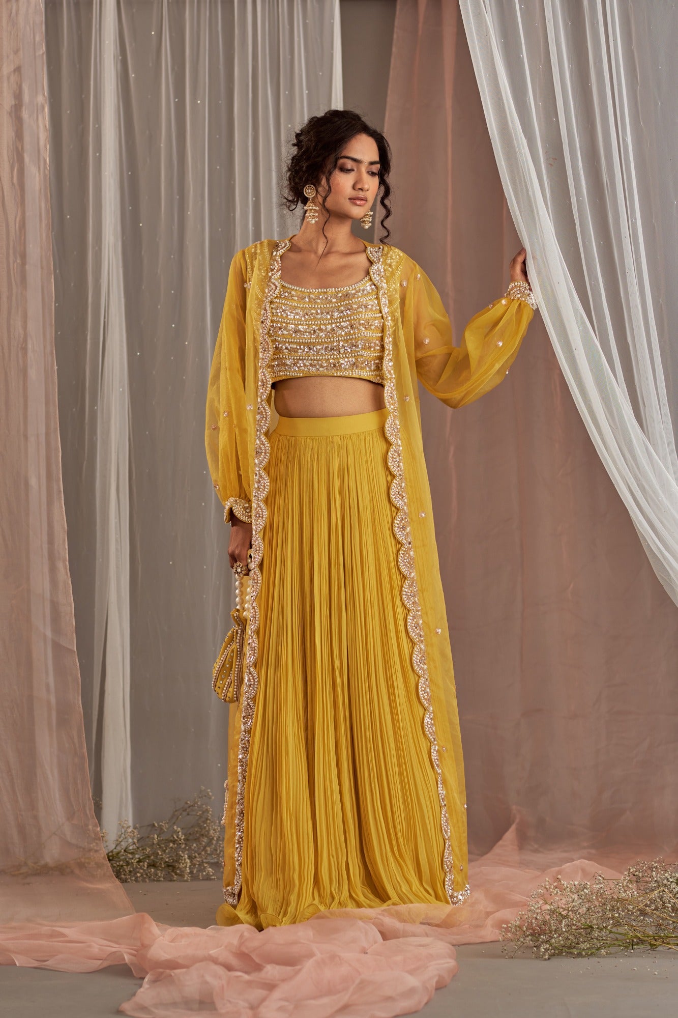 Silk Yellow Engagement Wear Embroidered Lehenga Choli – Siya Fashion